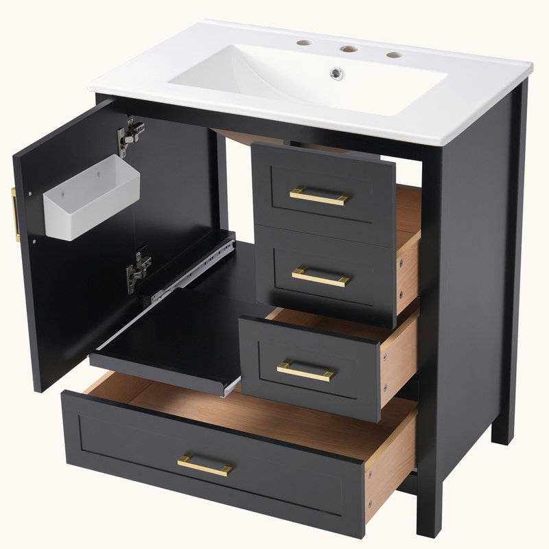 Bathroom Vanity with Sink Combination Set, Black