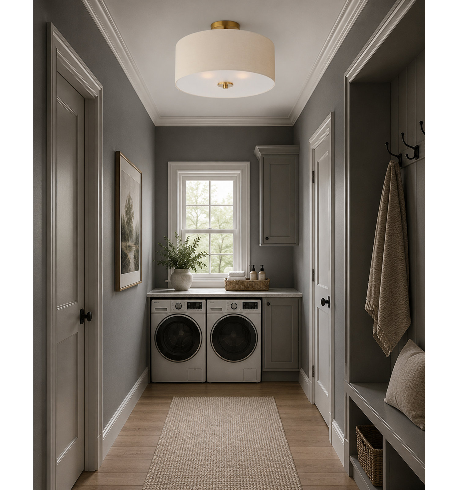 Juna 3 Light Linen Steel Dimmable Pendant