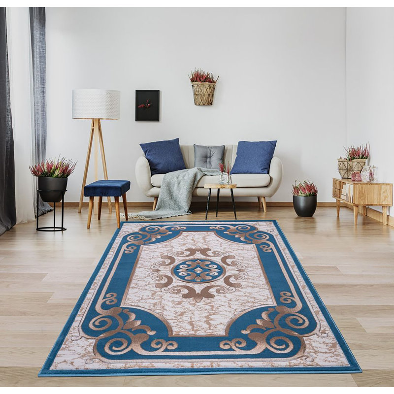 Tapis Guilliana-Turkish-BLEU, Rectangle 5 pi 3 po x 7 pi 2 po