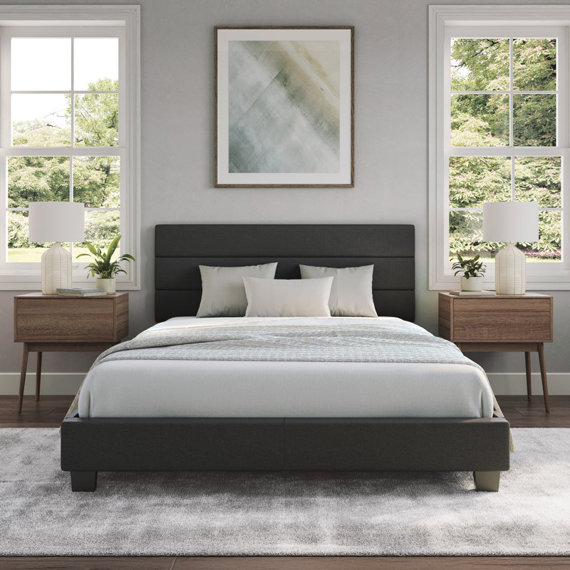 Paisley Dark Full/Double Tufted Faux Leather Upholstered Bed