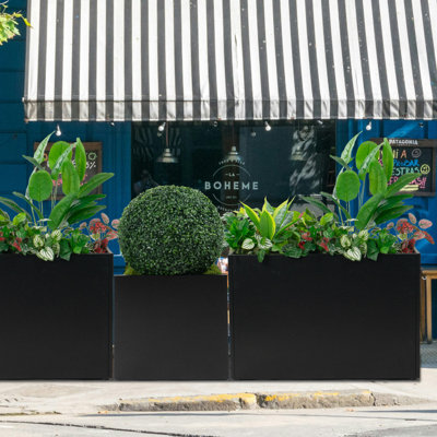  Metal Rectangular Planter Box Steel Long Box Planter Black Powder Coated Steel Plant Pot