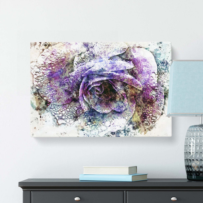 Purple Rose In Abstract - Wrapped Canvas, 40cm H x 60cm W x 3cm D