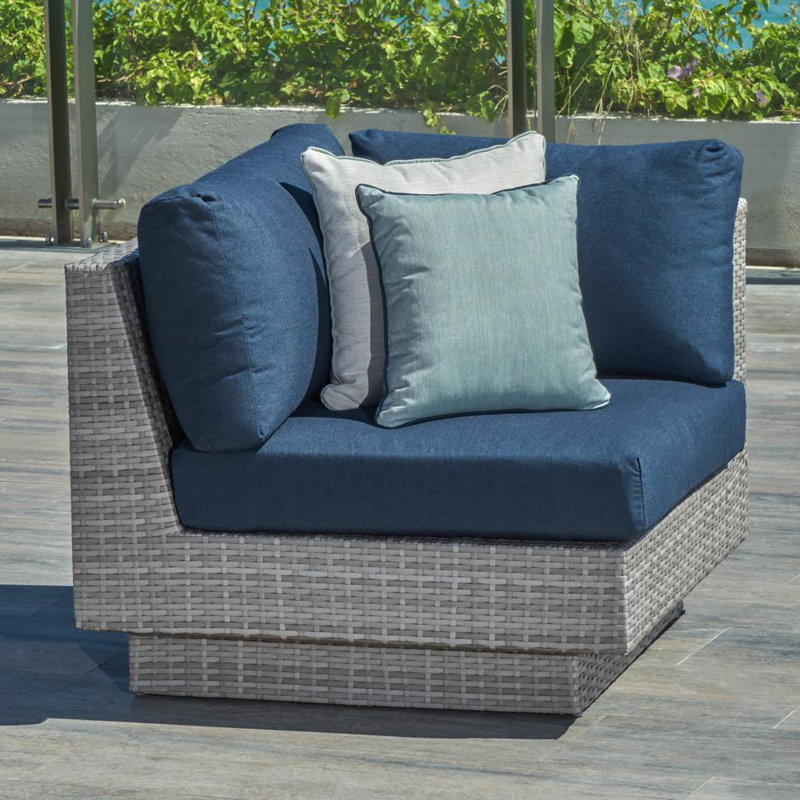 Chaise de terrasse avec coussins Sunbrella Ehrenfried, Gris, Indigo Sunbrella®