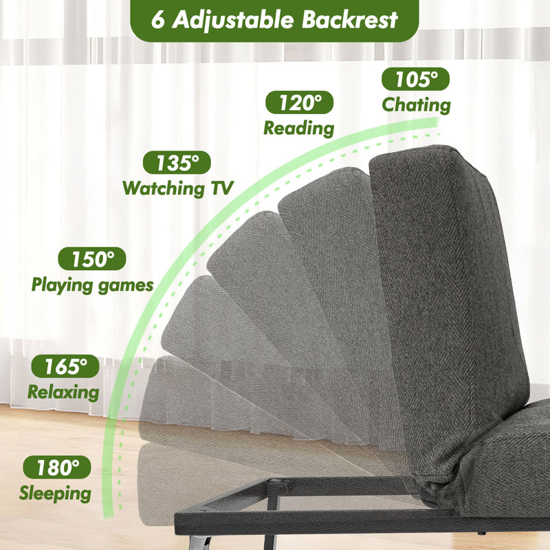 4-In-1 Convertible Sleeper Chair Bed, Dark Gray Linen