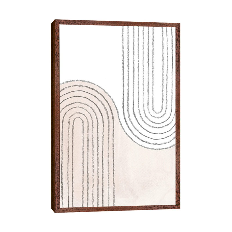 Curved Lines by Whales Way - Painting on Canvas, 66.04cm H x 45.72cm W x 3.81cm D, Classic Brown Wood Framed