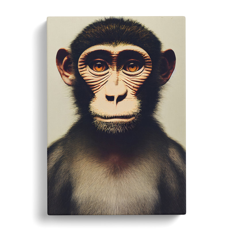 A Monkey Portrait No.2 - Wrapped Canvas Print, 50cm H x 35cm W x 3cm D