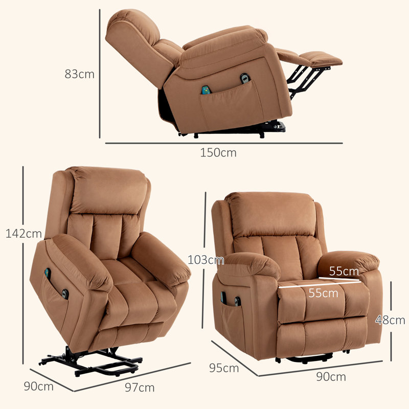 Gosselke 95cm Wide Lift Assist with Massager, Brown