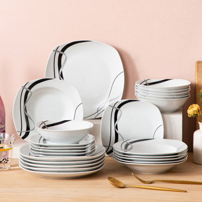 Tomas 24 Piece Porcelain China Dinnerware Set - Service for 6