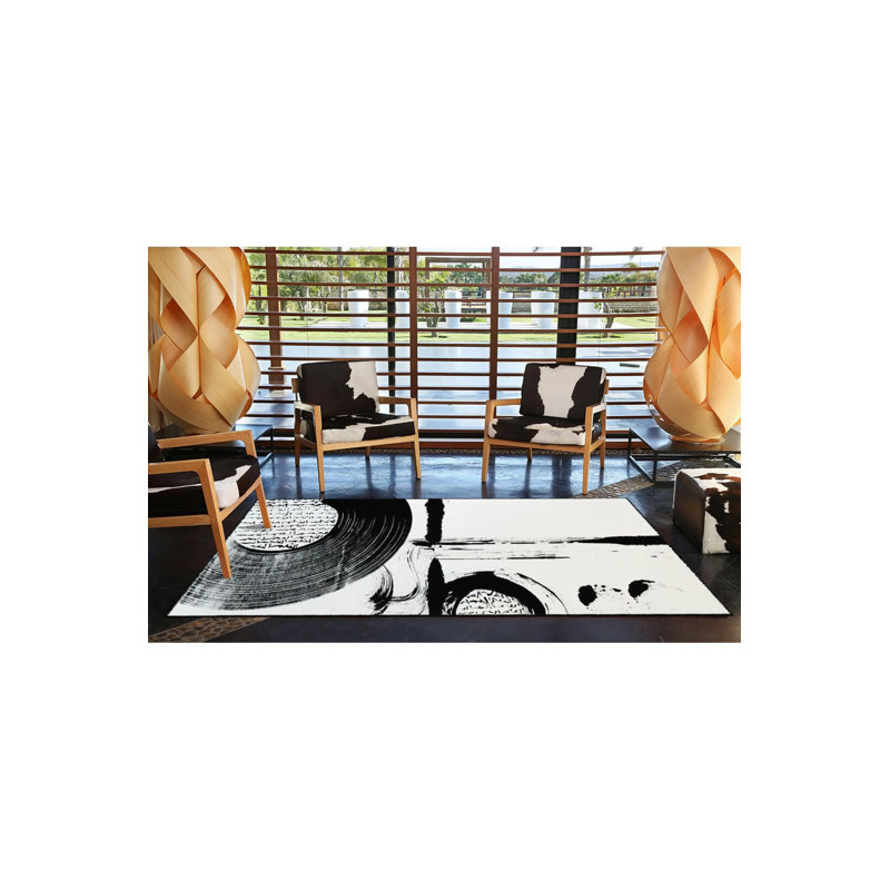 Tapis tissé à rayures à motif lavable, Sous-tapis rectangulaire de 3 pi 3 po x 4 pi 11 po
