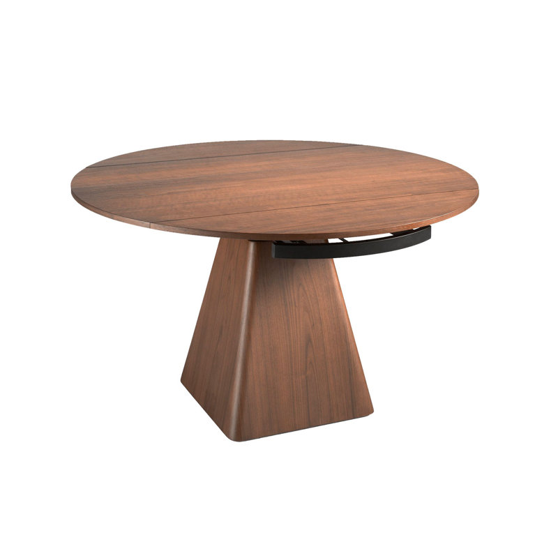 Extendable Round Solid Wood Top Dining Table