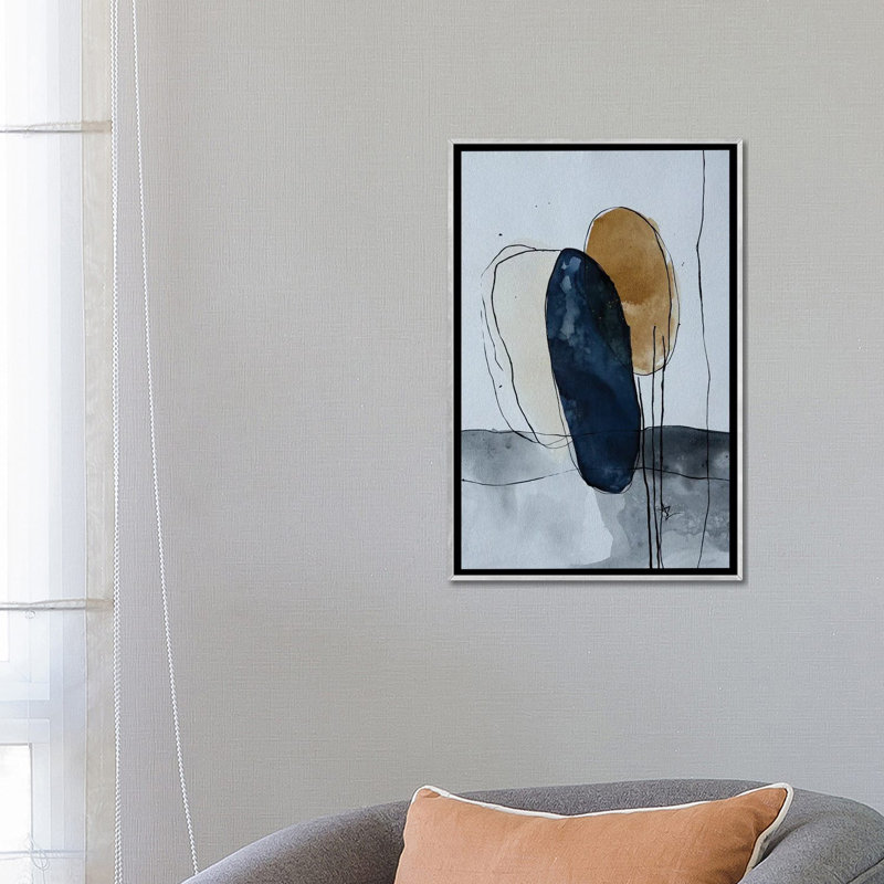 «Simple Abstract Forms», reproduction d'art sur toile encadrée, Argent, Impression encadrée flottante sans passe-partout