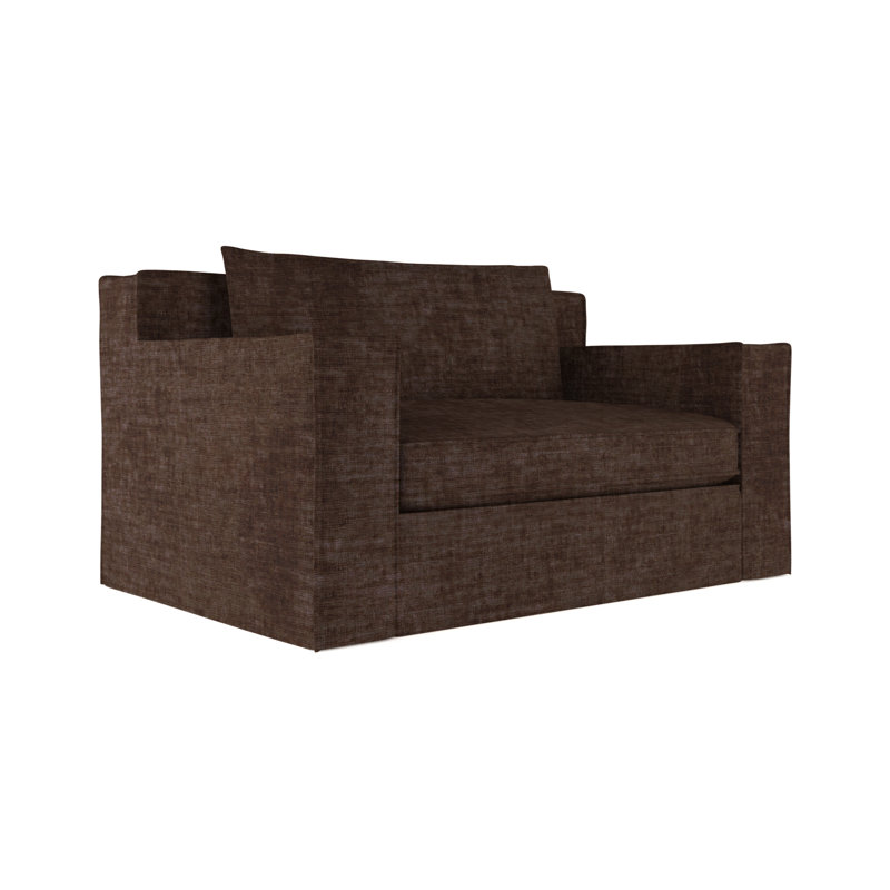 Causeuse Mulberry, H 33 po x l 72 po x p 45 po, Velours écrasé chocolat, Patiné