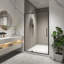 Porte de douche pivotante l 44-48 "x H 74", ouverte à l'extérieur, arrêt à 105 degrés, avec finition en verre trempé noir mat 5/16 "