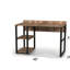 Bureau à structure en métal noir pour espace de travail de bureau à domicile, plateau en bois 58 po, 2 tablettes, bois massif, H 32 po x P 24 po, bureau 45 lb, plateforme, chêne