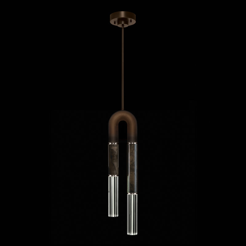 Luminaire suspendu rond 7 po Antonia, Bronze / nickel / gris anthracite