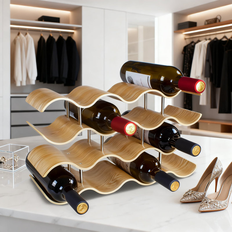 4-Tier Wooden Wine Rack For Countertop Holds 14 Bottles, Freestanding Wine Storage Organizer For Cabinet, Bar, Pantry And Home Decor