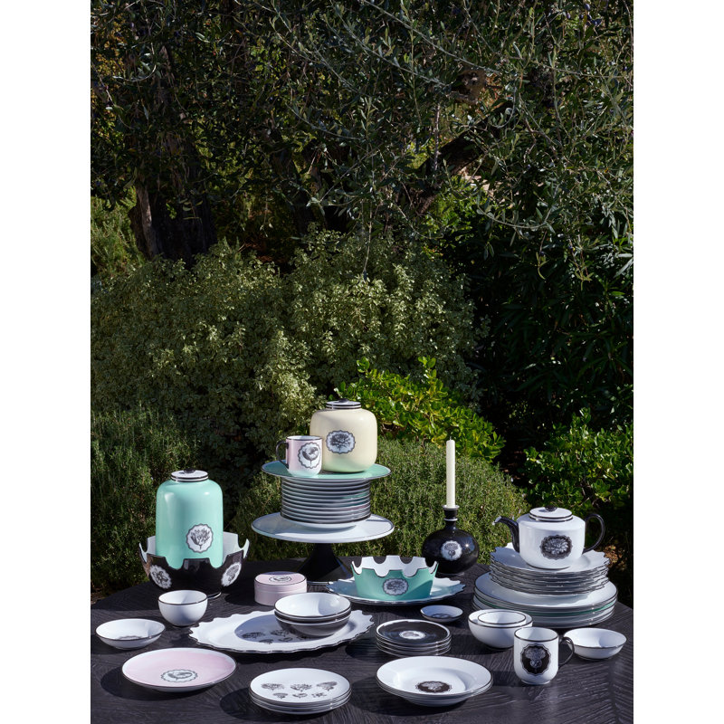 Contemporary Ceramic Cake Stand with Neo-Classical Floral Design