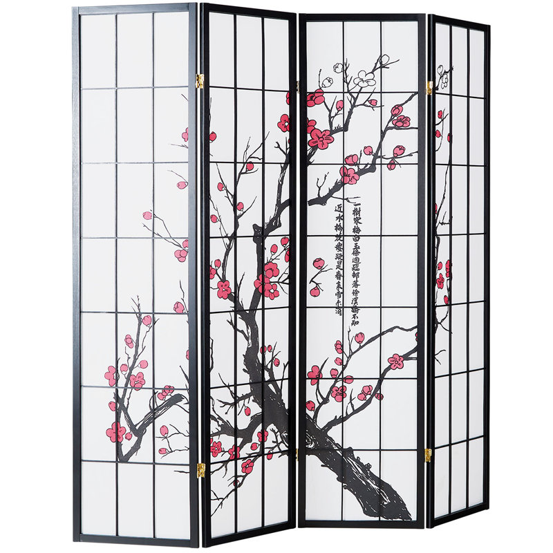 Room Divider Mouffetard Screen Partition Shoji Room Divider Wood, 4 panels