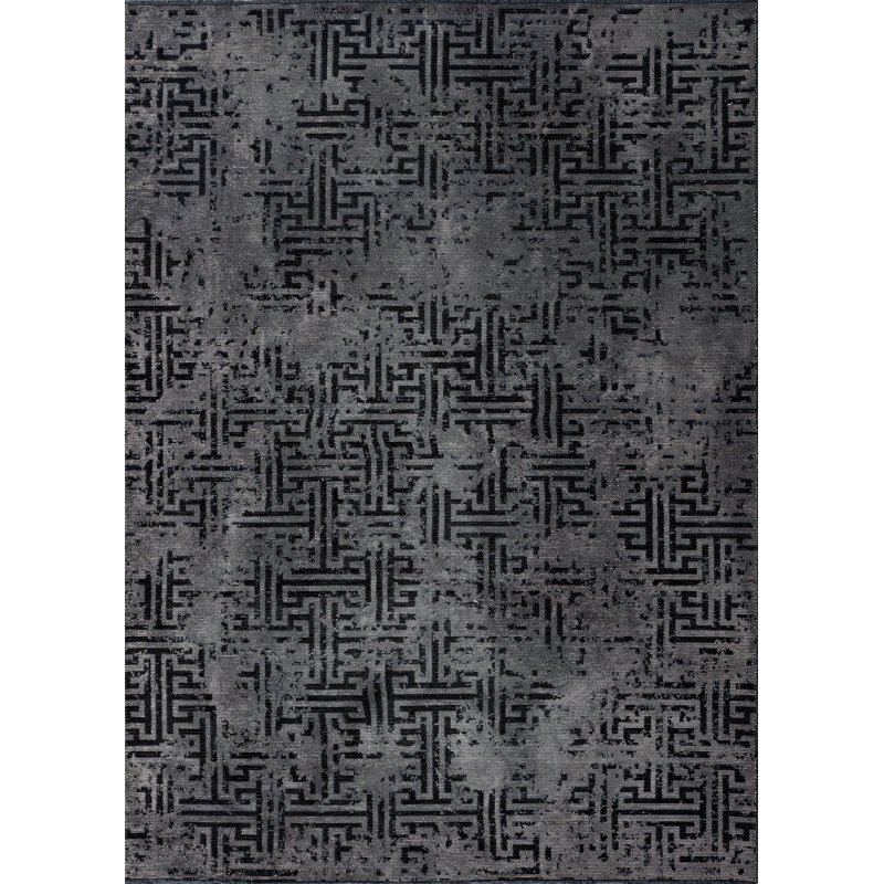 Rapture Gray/Black Camouflage Luxury Area Rug, Rectangle 7'10" x 11'2"