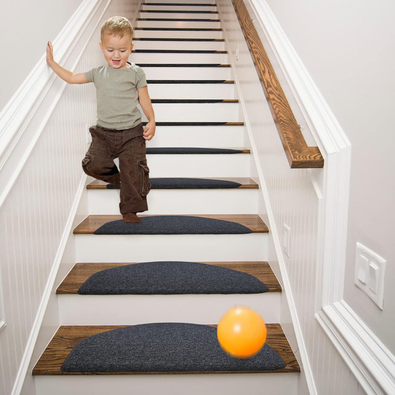 Tapis d'escalier Bullnose, Noir / gris