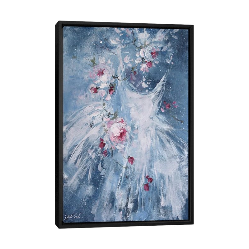 «In Blue» par Debi Coules, impression sur toile tendue, H 26 po x l 18 po x P 1,5 po, Toile avec cadre noir, Pas de tapis