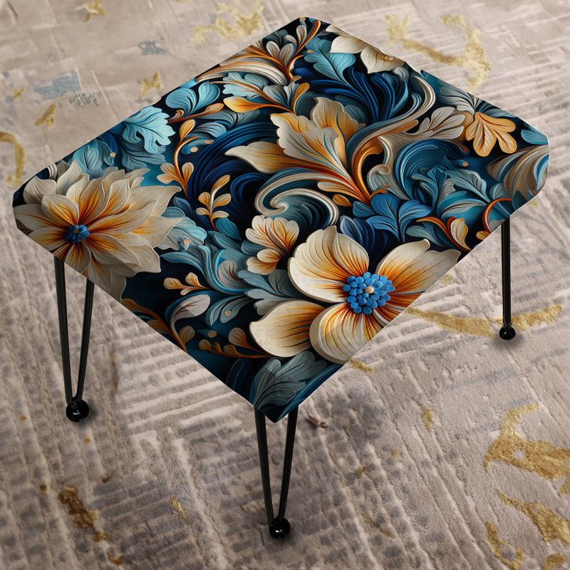 Blue Springtime Floral Symphony Ballet - Floral Rectangle Ottoman
