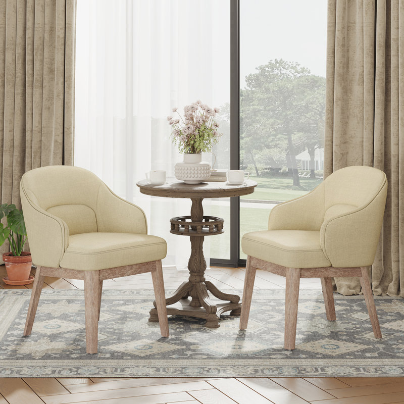 Chaise d'appoint rembourrée moderne avec pieds en bois, Beige