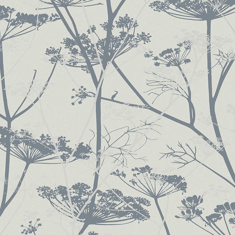 Floral Metallic Wallpaper Roll, Dove/Silver