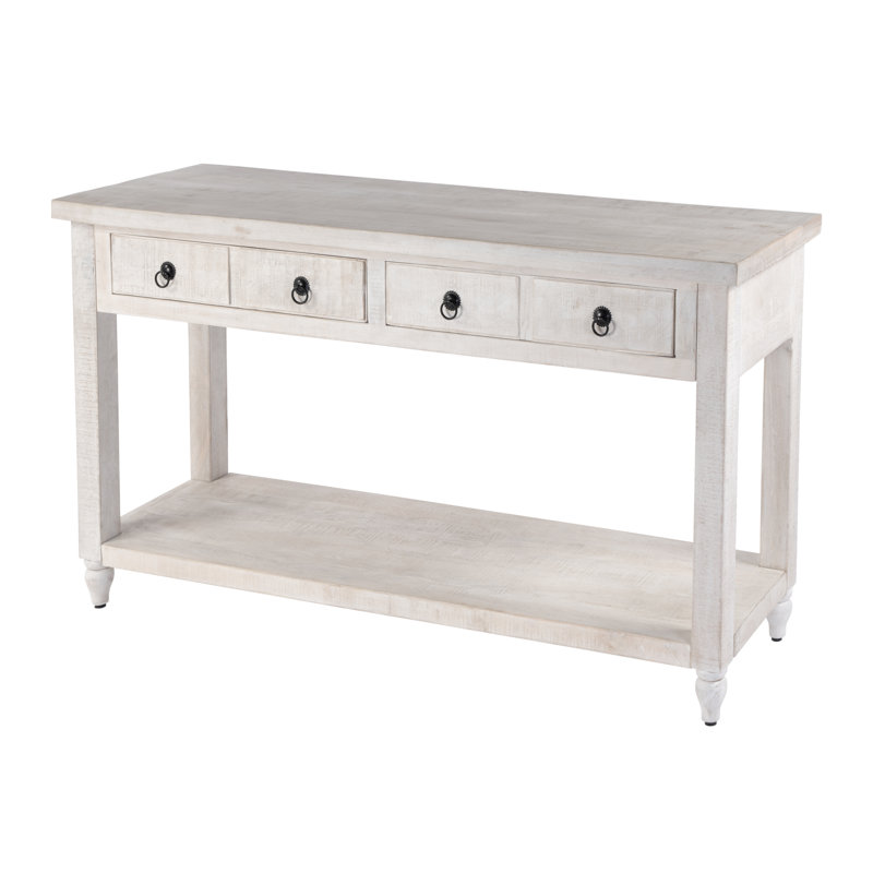 Arnissa 54 in. W Rectangular Solid Wood 2 Drawer Console Table with Open Lower Shelf