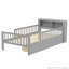 Lit simple avec rangement pour tête de lit, 2 tiroirs sous le lit et 3 garde-corps latéraux pour plus de sécurité, gris-115675926