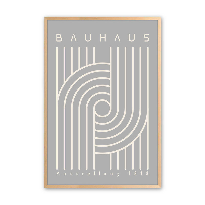 Bauhaus 1919 Linear Harmony Rolled Print, Raw Maple Framed Paper, 37" H x 25" W x 1.25" D
