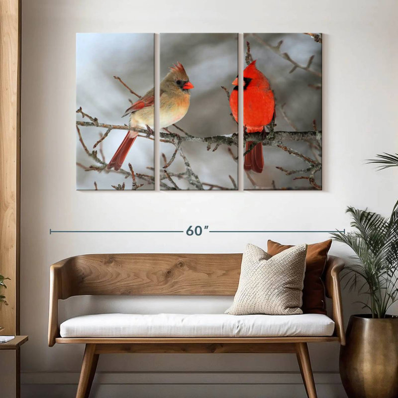 Cardinal Bird Couple, 32" H x 50" W