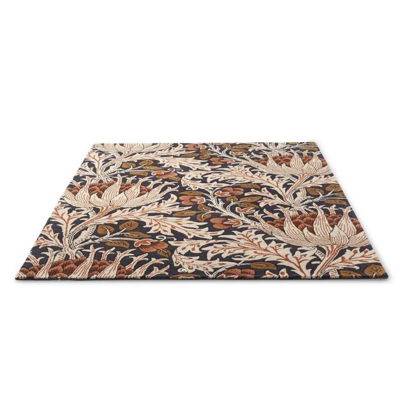 Morris Hand Tufted Wool Floral Area Rug in Orange, Rectangle 6'7" x 9'2"