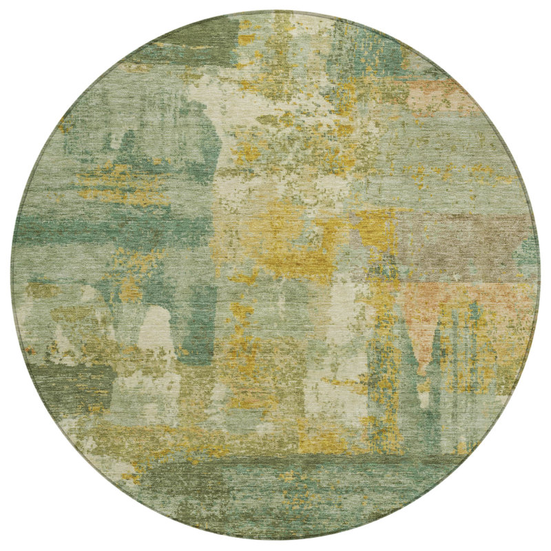 Machine Washable Indoor/Outdoor Meredith ACN2147 Abstract Rug, Round 8'