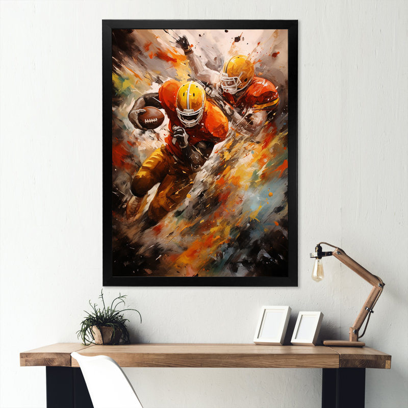 Orange Football Energy Burst II - imprimé, Cadre photo noir, H 32 po x l 24 po x P 1 po