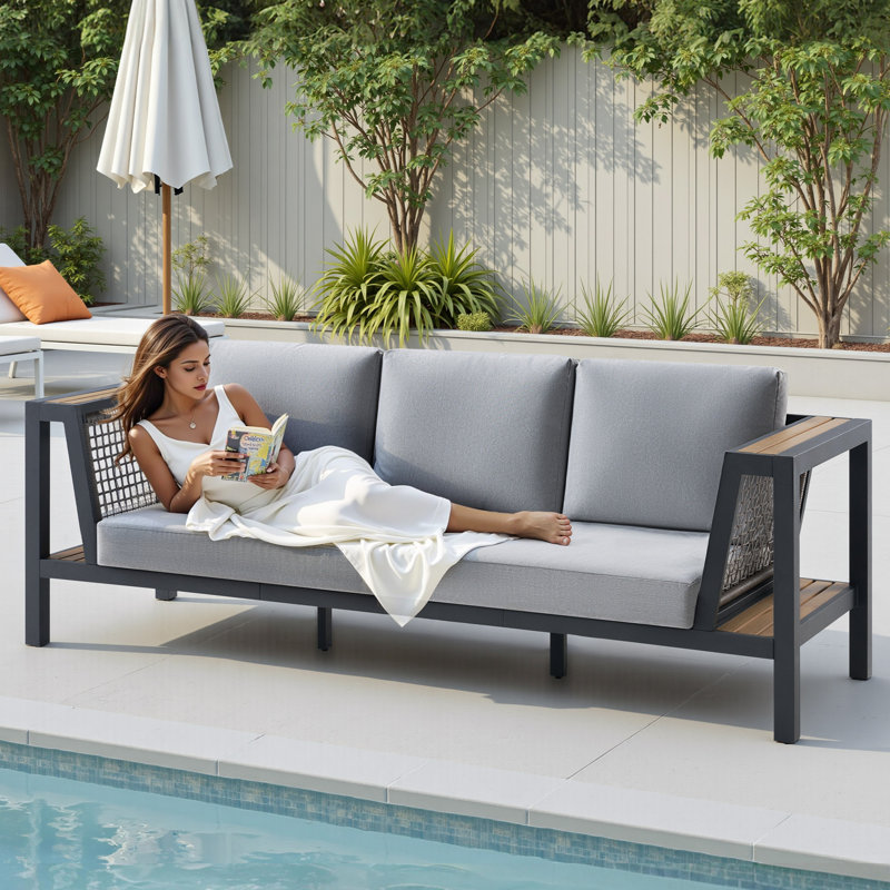 6 - Person Aluminum Patio Conversation Sets With Cushions & Storage Armrests