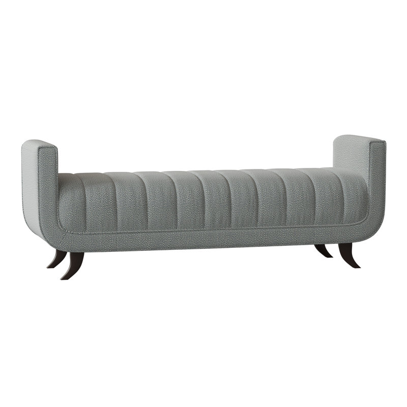 Salon Upholstered Bench, American Walnut, Maya Cyan