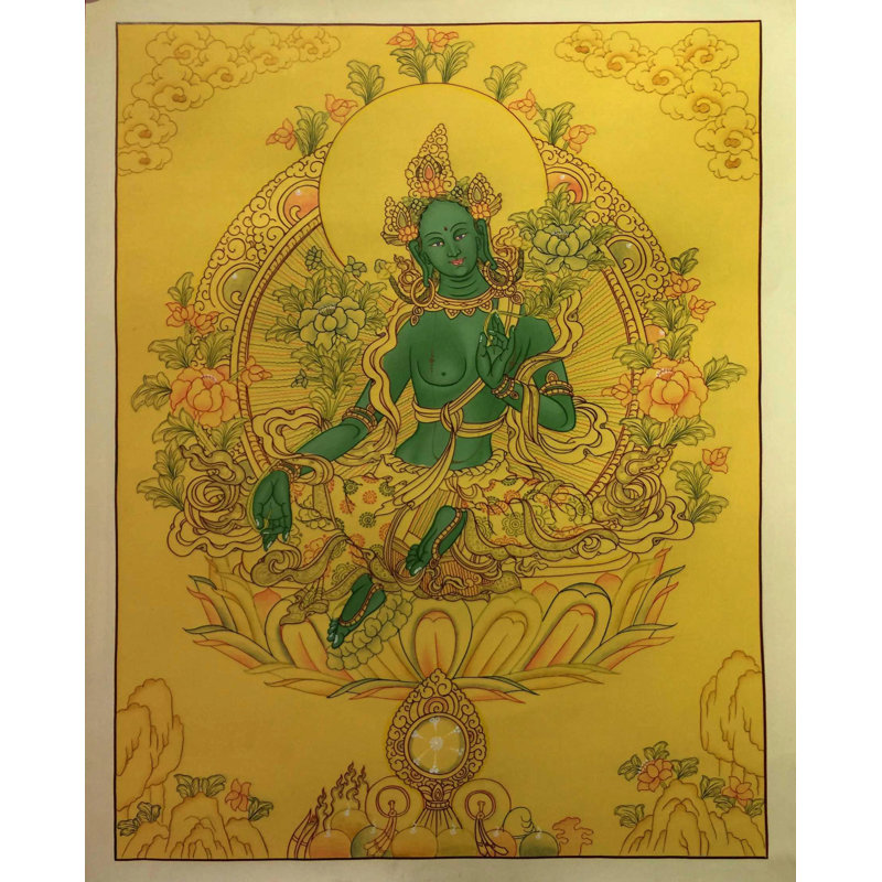 Belle mère verte Tara (Thangka sans brocart)