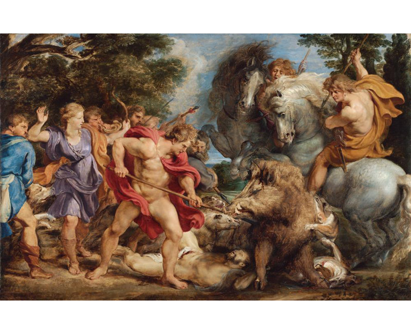 «The Calydonian Boar Hunt» par Peter Paul Rubens - Art mural sur toile tendue avec châssis, H 24 po x l 17 po