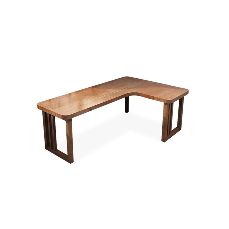 Bureaux rectangulaires en bois massif brun clair, Right Hand Return, H 29,53 po x l 62,99 po x P 39,37 po
