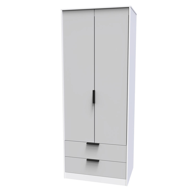 Turah Manufactured Wood Wardrobe, Grey Matt/White