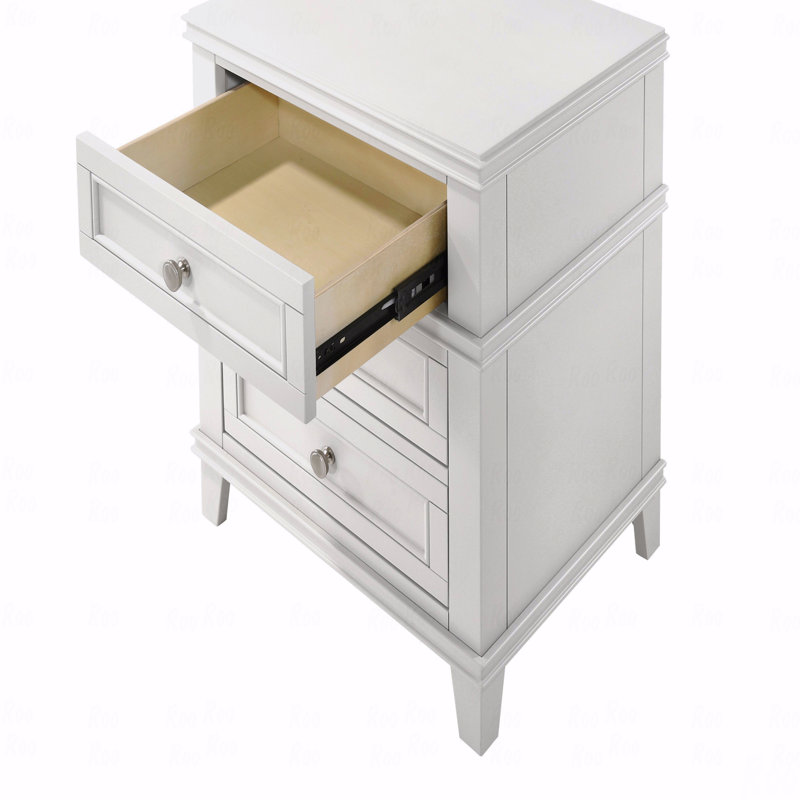 3-Drawer Nightstand With USB Ports, White