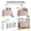 Commode double 6 tiroirs avec poignées en métal et pieds en bois massif, rangement moderne pour enfants et adultes Broxton-130088527