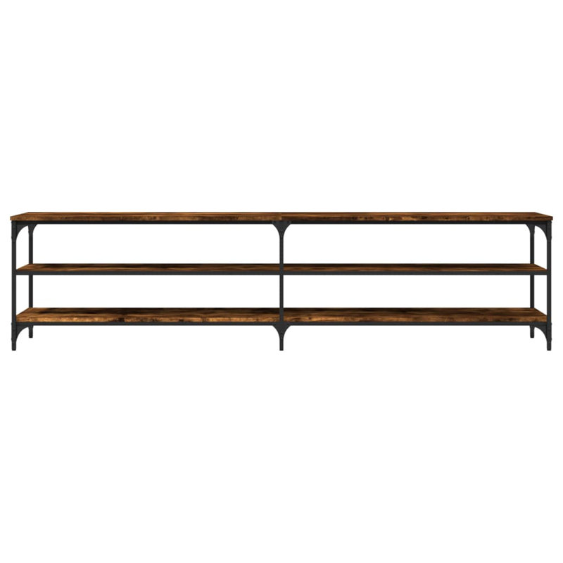 Erwica Unfinished TV Stand for TVs up to 88", Smoked Oak