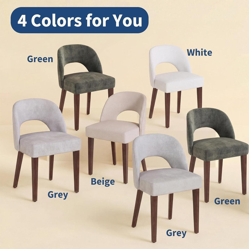 Ensemble de 4 chaises de salle à manger rembourrées modernes en chenille avec pieds réglables, chaises de ferme pour la cuisine, la salle à manger