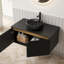 Meuble-lavabo moderne noir avec lavabo en verre, conception murale flottante