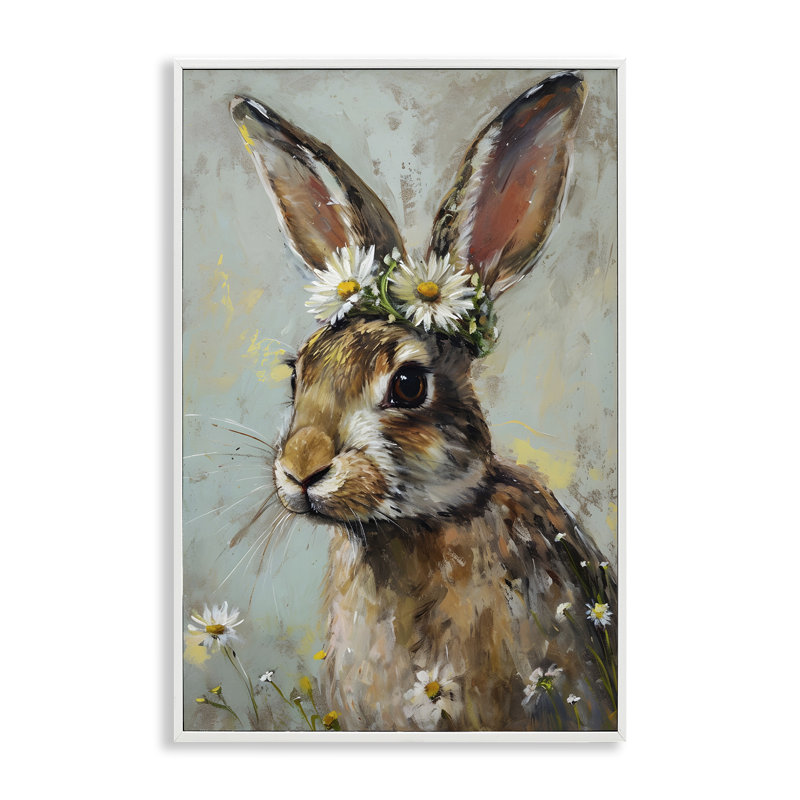 «Bunny & Daisy Crown», estampe numérique par Petal Prints Design, Blanc, H 30 po x l 20 po