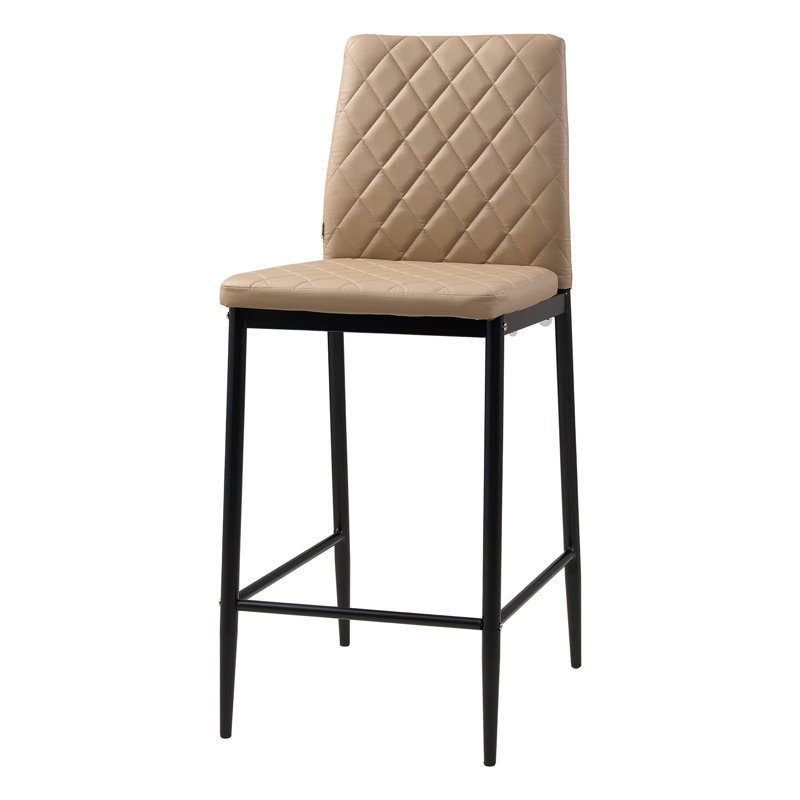 Upholstered Counter Stool with Metal Frame, Camel