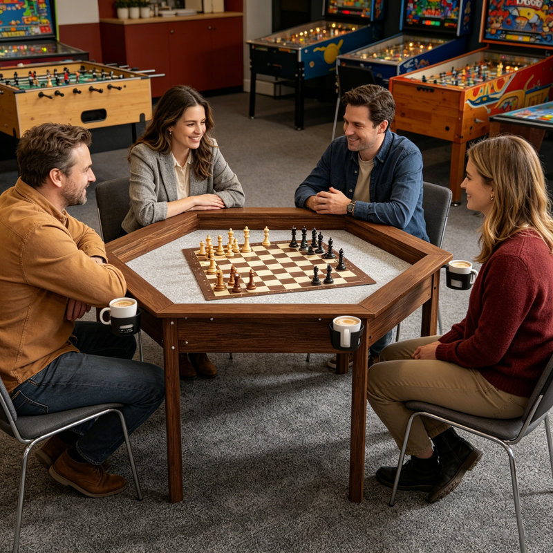 Table de jeu 2 en 1, table de jeu avec plateau amovible et porte-gobelet pour 4 à 6 joueurs