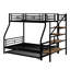 Lit superposé simple au-dessus d'un lit double en métal avec escalier de rangement et lit gigogne-1459333302